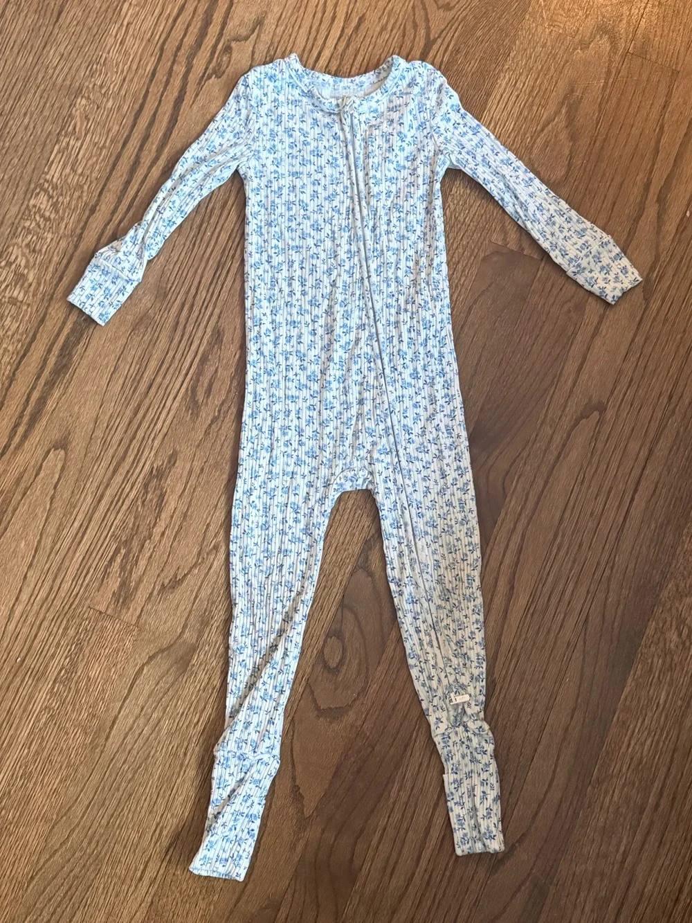 Posh Peanut Blue Floral Toddler Zip Pajamas 18-24 months